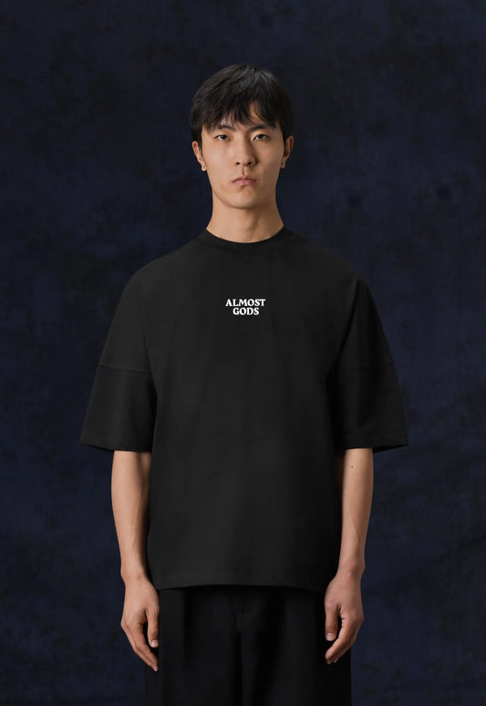 ALMSTGDS Logo Drop Shoulder Tee in Black